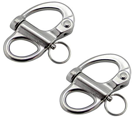 NRC&XRC Pair of 1-3/8(35MM)/2''(52MM)/2-5/8(69MM)/3-3/4(96MM)(316 Stainless Steel Fixed Bail Snap Shackle for Bracelet, Sailboat16 Stainless Steel Fixed Bail Snap Shackle for Bracelet, Sailboat