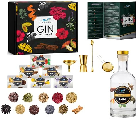 Cool Leaf Gin Making Kit – Perfect Gin Gift Set for Men & Women | 11 Botanicals to Make Your Own Craft Gin | Chocolate Orange, Raspberry & Hibiscus, Mango, Lavender & More