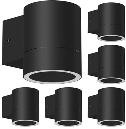 ledscom.de 6 pzas. aplique BIDO para exterior, aluminio, negro mate, downlight incl. lámpara LED GX53, 372lm blanco cálido