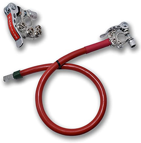 EBROM Cavo per batteria + morsetto a sgancio rapido, 50 mm² rosso, connettore rapido da 30 cm fino a 8 m, occhielli/capicorda M6/M8/M10/M12 o terminale, a scelta: 50 mm2, 190 cm