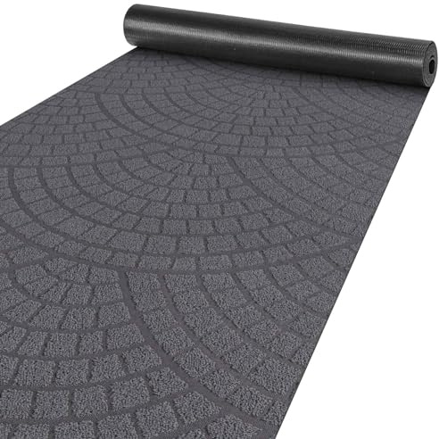 ANRO Teppich Läufer Küchenläufer Küchenteppich Läufer Flur Teppich Velours rutschfest waschbar für Flur, Schlafzimmer, Wohnzimmer, Küche Davis Anthrazit 50 x 260cm