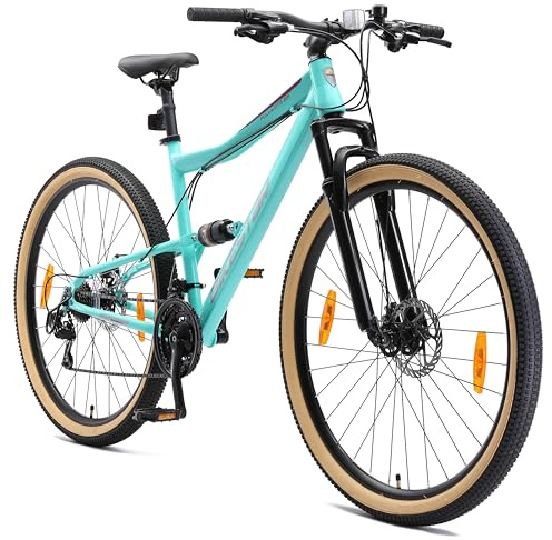 BIKESTAR Bicicleta de montaña Suspensión Doble Completa 29 Pulgadas | Cuadro 19 Cambio Shimano de 21 velocidades, Freno de Disco, Fully MTB Mentha