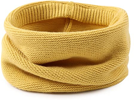 Pesaat Knitted Baby Boys Girls Scarf Autumn Winter Toddler Scarves Warm Round Neck Warmer Infant Toddler Kids(Ginger Yellow)