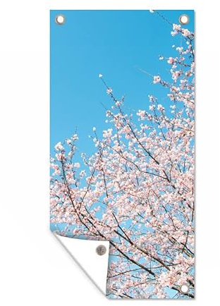 MuchoWow Outdoor-Poster Poster Wanddeko draußen Deko Garten Gartenposter 30x60 cm Kirschbaum - Japan - Blüte