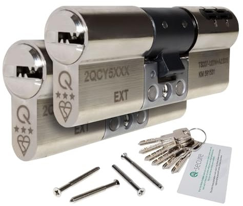 Nickel, 50/50 (100mm) Pair of Orion TS007 3-Star Anti-Snap Euro Cylinder Lock Door Barrel