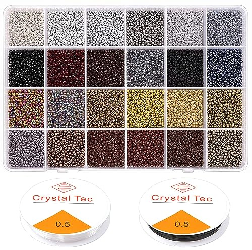 Prettme 16800 Stück 2mm 12/0 Dunkelbraun Rocailles Perlen für Armbänder, Glasperlen zum Auffädeln, Bastelperlen für Schmuckherstellung DIY Halskette Ohrringe und Handwerk,1 Box verpackt