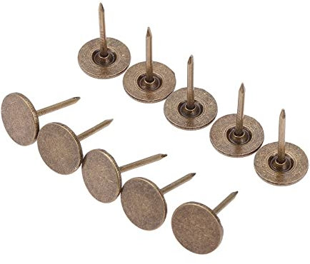 MOMOJIA 100 Stück Nägel, Flache Polsternägel, Sofa, Nieten, Stifte, Reißnägel, antike Bronze, Eisen, Vintage-Schmuck, Holzkiste, 11 mm x 17 mm, Hardware
