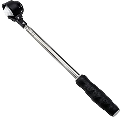 Famgee Bärbar infällbar golfboll i rostfritt stål retriever teleskopisk skopa sparare plocka upp automatisk låsaxel verktyg förlängd längd längd 6,2 fot