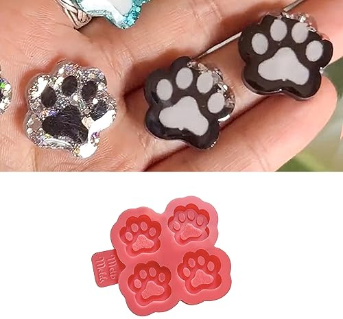 MelbMolds - Mini Pfote Epoxy Resin Silikonform: Erstellen Sie Schlüsselanhänger, Stecker- und Paar-Ohrringe, Charms, Ringe, Armbänder und DIY-Schmuck