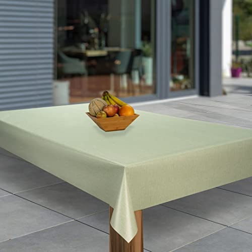 laro Wachstuch-Tischdecke Abwaschbar Garten-Tischdecke Wachstischdecke PVC Plastik-Tischdecken Eckig Meterware Wasserabweisend Abwischbar, Muster:Minze Grün Leinen, Größe:90x90