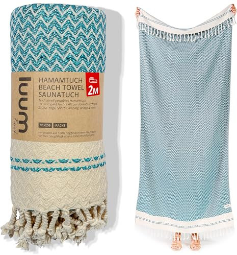 Luum® Asciugamano per hammam, grande, 90 x 200 cm, asciugamano da sauna, asciugamano da yoga, asciugamano da spiaggia, asciugamano da sauna, asciugamano da viaggio, turkish towels, uomo e donna, 100%