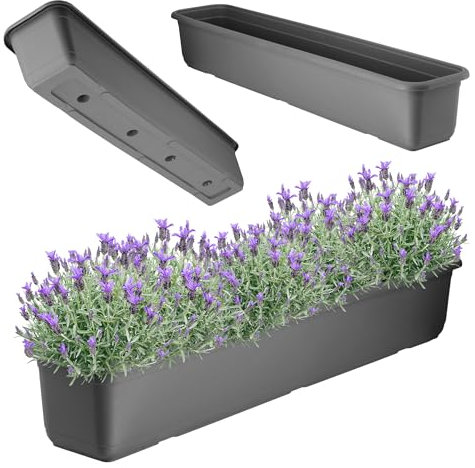 KADAX Fioriera da balcone in plastica di alta qualità, per interni ed esterni, per balcone, terrazza, davanzale (80 cm, antracite)