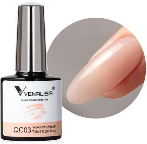 VENALISA Gel Construction Ongle UV Builder Gel natur couleur nude fumé Vernis Gel UV Semi Permanent pour Réparation de Manucure,Kit Manucure