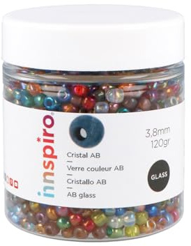 INNSPIRO Aurora Boreale Runde Glassteine, Mischung 3,8 mm. 6/0 120 g.