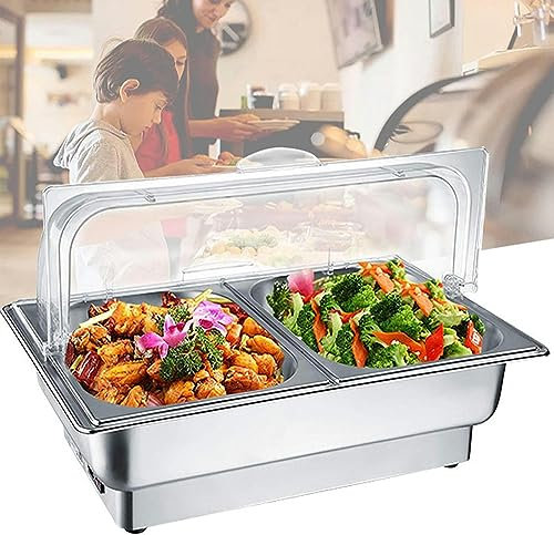 FLTRGO Chafing Dish, Chafing Dish Scaldavivande Elettrico, 9L Contenitore Scalda Cibo Scalda Vivande per Matrimoni o Feste a Buffet, Temperatura Regolabile (30-85°)