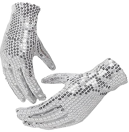 Gants à paillettes, gants à paillettes unisexes de longueur de poignet, gants de danse à paillettes scintillantes pour adultes Costume de fête rave, gants brillants à paillettes des années 80