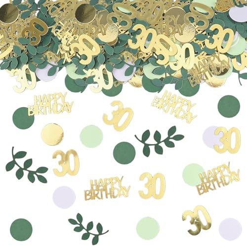 GoldRock 200 Stück Konfetti 30 Geburtstag Deko, 30 Geburtstag Frauen Männer | 30er Streudeko Geburtstag Grün Gold,Tischdeko 30. Geburtstage Deko Confetti,Deko 30 Geburtstage Mann Frau,30 Jahre Dekoration