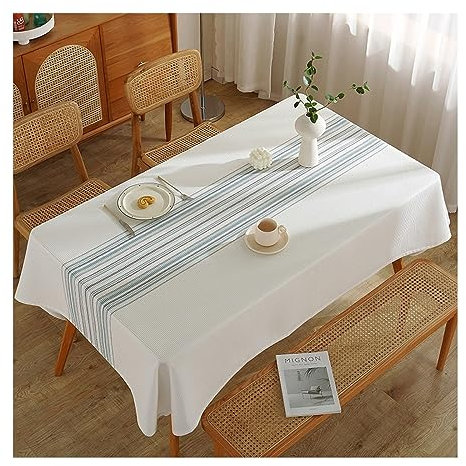 KnSam Tischtücher 90x90CM, Streifen Tischwäsche Waffel Tischdecken für Biertische Abwaschbar für Drinnen Draussen Garten Esszimmer Party und Festen, Blau Weiß
