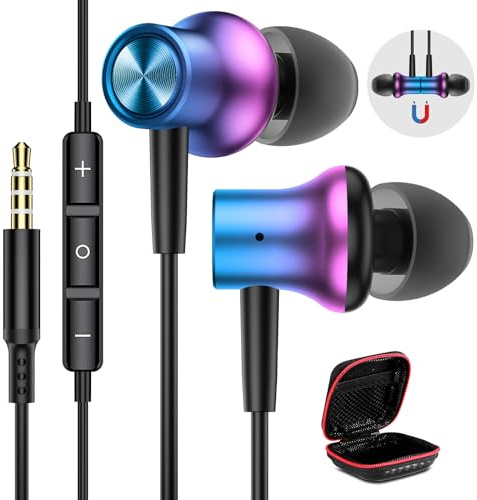 Kopfhörer für XiaoMi Redmi Note 13 12 Pro 11S 11 Pro 10 5G, Magnetic HiFi In Ear Kopfhörer mit Kabel, Ohrhörer 3.5mm Klinkenstecker Headset mit Mikrofon für Samsung A14 A13 A23 A12 Galaxy A52S A32 A22