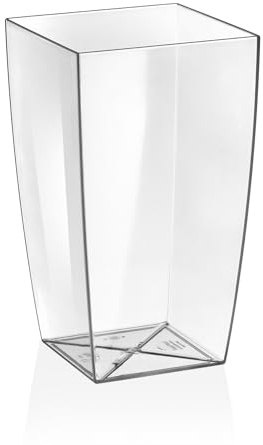 Tera - Jarrón transparente Algarve clear de 14 x 14 cm de altura, 26 cm de altura, para orquídeas y flores de interior y exterior, efecto cristal ultra transparente (14 x 14 x 26 cm)