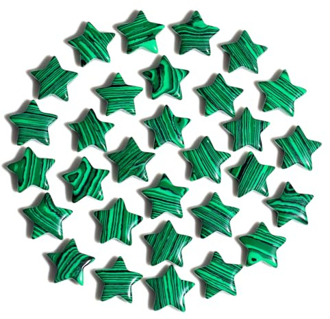 XIANNVXI 20 Stück Stern Kristalle Set Grün Malachit Stein Natürliche Edelsteine Sterne Kristallstein Poliert Steine Glückssteine Reiki Heilkristalle
