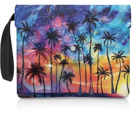 NETILGEN Buchhülle für Mädchen, Buchhülle mit gepolsterter Buchschutztasche für Taschenbuch, Bibel, Lehrbücher, Buch, Sox, Buchgeldbörse für Frauen, Kokosnussbaum-Galaxie