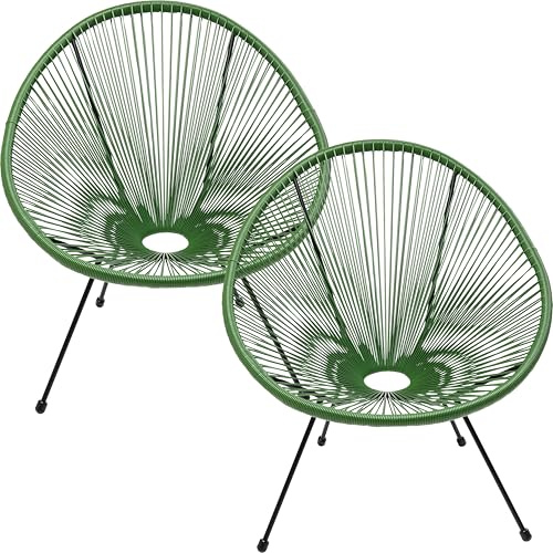 Kare Design Gartenmöbel Set Acapulco, 2er Set, Grün, Indoor und Outdoor Sitzgruppe im Retro-Design, 2X Sessel, Gartenstühle, Lounge-Möbel für Balkon, Garten, Terrasse, Stahl, 85x73x78 cm (H/B/T)