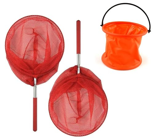 CZNBZIU 2 Aquarium Kescher Fischnetz Ausziehbare Teleskop Fisch Garnelen Angeln Kescher Mit Edelstahl Griff Für Aquarien Aquarium Fische Garnelen
