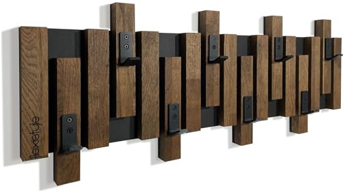 FLEXISTYLE Kleiderhaken Wand Wandgarderobe Flurgarderobe Garderobe Flur Holz Eiche design Lamellen paneele Schwarz modern natur holz Gaderobenpanelle (80cm Braun)