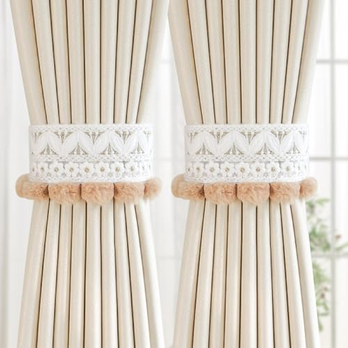 LXZSMH legacci per Tende, legacci per Tende, Fermatenda da 2 Pezzi Fermatenda in Peluche con Sfera for Tende, Fermatenda Decorativo Elegante Fermatenda con Fibbia Decorativa(Brown)