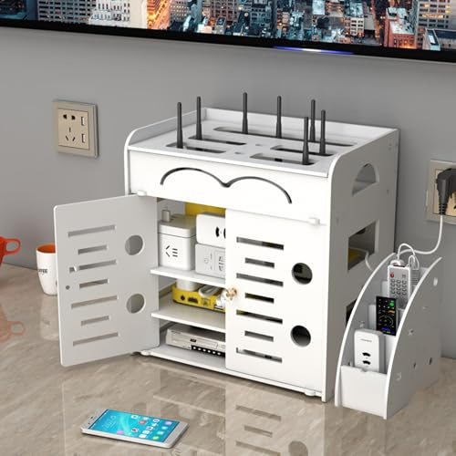 Onxyrbyte Regal Wand WLAN Router Box,Router Aufbewahrungsbox,Regal Wand WLAN Router Box,WiFi-Rack Wanddekoration,Nicht Leicht Herunterzufallen,FüR Kabelboxen/Router/Fernbedienung/DVD-Player