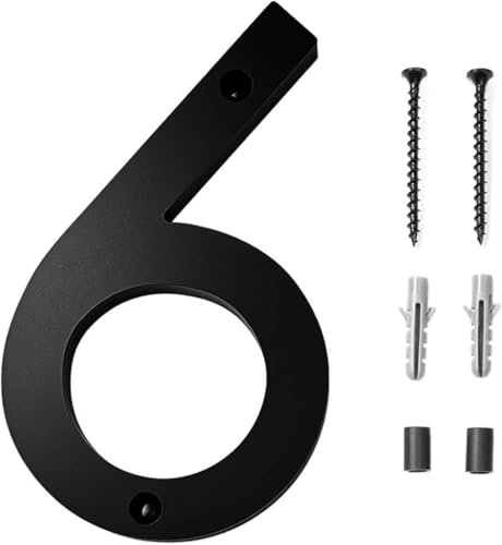 Numero Civico,6 pollici Numero Civico Segnale Acrilico civici Numero Numero civico Esterno Casa moderna Spazzolata numero Numero Casa Galleggiante，per Caselle Postali, Garage，Numero 6