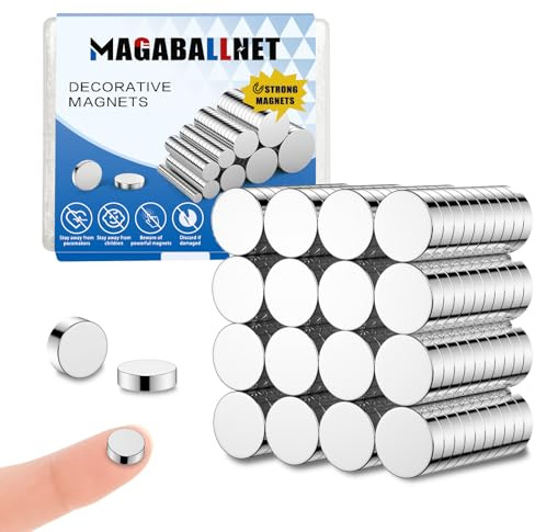 MAGABALLNET 100 Stück Mini Starke Magnete, 10×2mm Kühlschrankmagnete, Kleine Neodym Magnete für Pinnwände, Kühlschränke, Handwerk, Büro, Küche