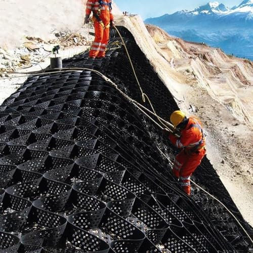 Geogrid Système de contrôle de l'érosion pour bordure de jardin à flanc de colline escarpée, allée, mur de soutènement paysager, grille de renfort pour gravier 10,2 cm de haut, 9,5 m de couverture de