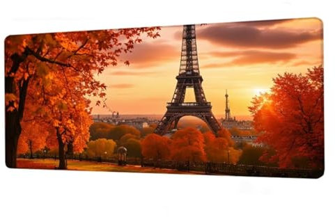 Tapis de Souris Paris Tapis Souris XXL 900x400x3mm,sous Main Tour,Grand Tapis de Souris Gamer avec Bords Cousus,Tapis de Bureau Antidérapante Imperméable,Tapis de Souris Gaming pour PC,Cadeau BJ-662