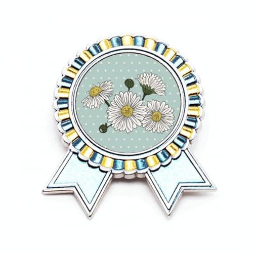 Spilla con crisantemo bianco a forma di fiore, Medio, Metallo