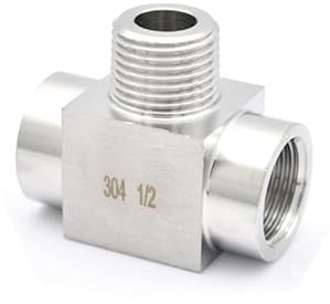 REIUAFWYGV 1pc 1/8 1/4 3/8 1/2 3/4 BSPT NPT Female Male Tee 3 Ways 304 Stainless Steel Pipe Fitting Connector Splitter Block High Pressure(Female-Male-Female,BSPT_1/8)