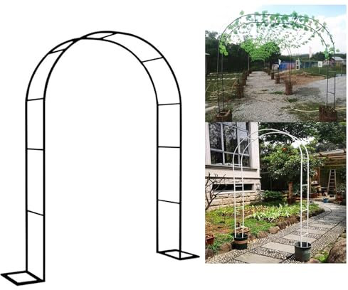 Arche de jardin en métal pour toile de fond de mariage, arche de jardin pour plantes grimpantes et fleurs, pelouse et décoration de fête, 2,8 x 2,2 x 0,4 m (noir)