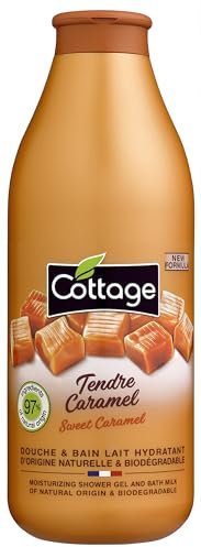 Cottage Sweet Caramel 2 in 1 Shower & Bath Milk Body Wash with Natural Ingredients & Vitamin E for Softer, Smoother & Moisturising Skin | pH Neutral Body Cleanser Shower gel for Women, 750ml