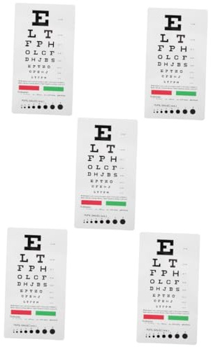 TOPPERFUN 5pezzi Tabella Oculistica Doppia Faccia Per Test Della Visione Ottotipo Portatile Per Uso Ospedali Scuole e Negozi Di Occhiali