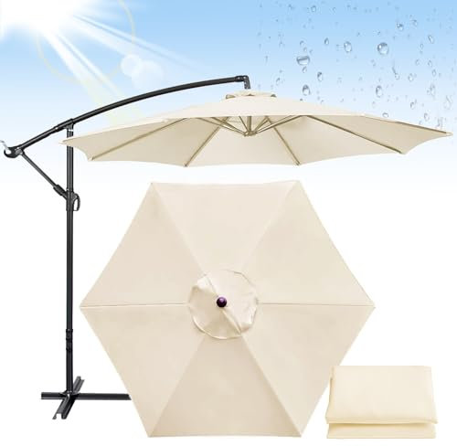 200 cm/270 cm/300 cm + 6 brazos/8 brazos, sombrilla de tela para exteriores, toldo de repuesto para jardín, patio, playa, piscina, mesa de mercado (blanco, (8 varillas)