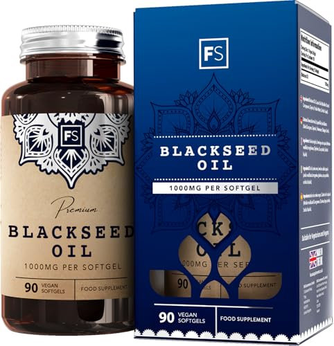 FS Schwarzkümmelöl | 90 hochdosierte Schwarzkümmelöl Kapseln mit 1000 mg Black Seed Oil | Weichkapseln für bessere Aufnahme | Gentechnik-, Gluten- und Allergenfrei | Hergestellt in GB