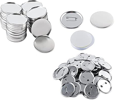 WOTZOV Knapp Maker Pins Knapptillbehör Knappdelar Rund Bricka Tomma Knappstift för Knappmaskin 25/32/37/44/50/56/58 mm DIY märken set 50 st 100 st för skola gör-det-själv hantverk