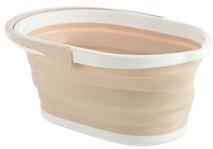 UTHCLO Cubo Fregona Plegable Beige 8 litros Cubo de Fregona Plástico Plegable Compacto para Limpieza Doméstica Ahorro Espacio Accesorio para Trapear Pisos Madera Baldosas Concreto Hogar
