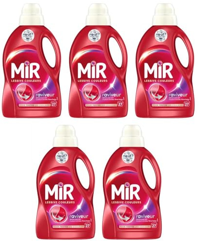 MIR - Lessive liquide Couleurs 27 Lavages - Lot de 5 x 1,350L