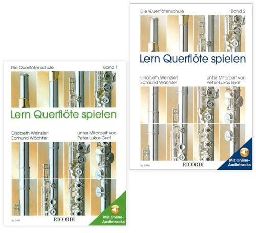 Lern Querflöte spielen Band 1 und Band 2 (SY 2485, SY 2486, 9783931788391, 9783931788407) + Pflegetuch aus Mikrofaser (Starterset)