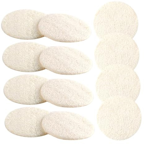HONITANO 12 Stück Natürliche Luffa Gesichtsschwämme Sanftes Gesichtspeeling Wiederverwendbar aus Weichem Luffaschwamm für Reinigung und Make Up Entfernung in Hautpflege