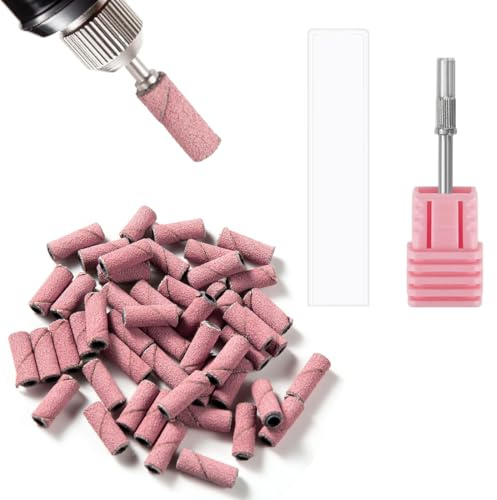 YUZNA 50 Pièces Bandes de Ponçage #240, Ultrafin, pour Gelnägel, Embouts Ponceuse avec 1 Mandrin, Rouleaux Lime Ongles, Emeri 240 Fin Ongles, Professionnel pour Vernis à Ongles, Manucure et Pédicure