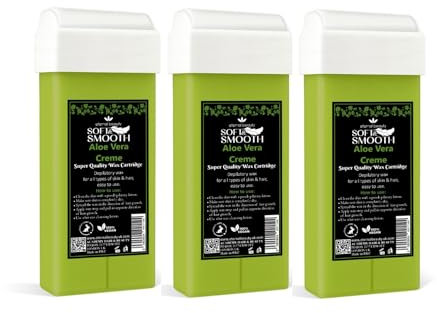 Aloe Vera Creme Wax Cartridge for Hair Removal - 100g Roll-On Depilatory Wax by Eternal Beauty | For All Skin & Hair Types | Vegan, Easy to Use, Professional Waxing Refill for Wax Heater (Pack of 3)