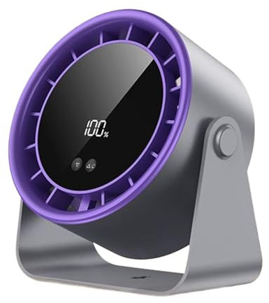 Genérico Ventilador de mesa pequeño y silencioso, portátil, inalámbrico, con pantalla digital y 100 velocidades, con control táctil, de larga duración, ideal para el hogar y viajes